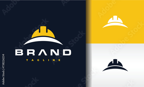 curved line construction helmet logo
