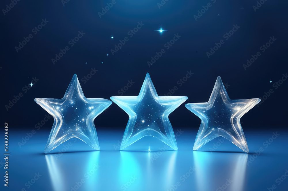 Blue star made of transparent crystal. Ice star. Blue star made of transparent crystal. Ice star.