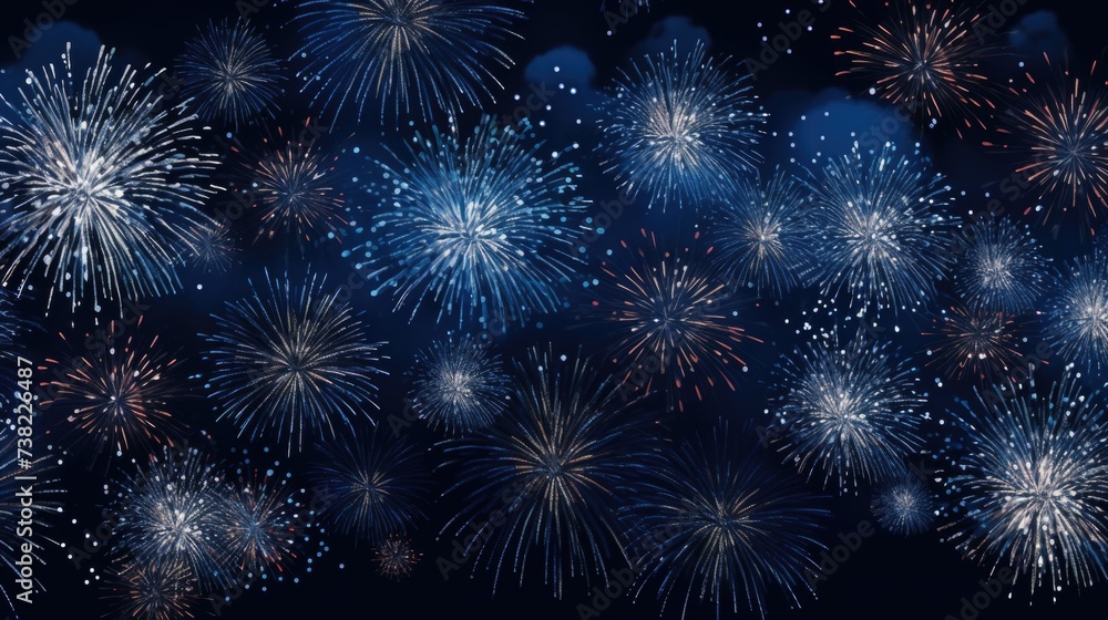 Naklejka premium Background of fireworks in Navy Blue color.