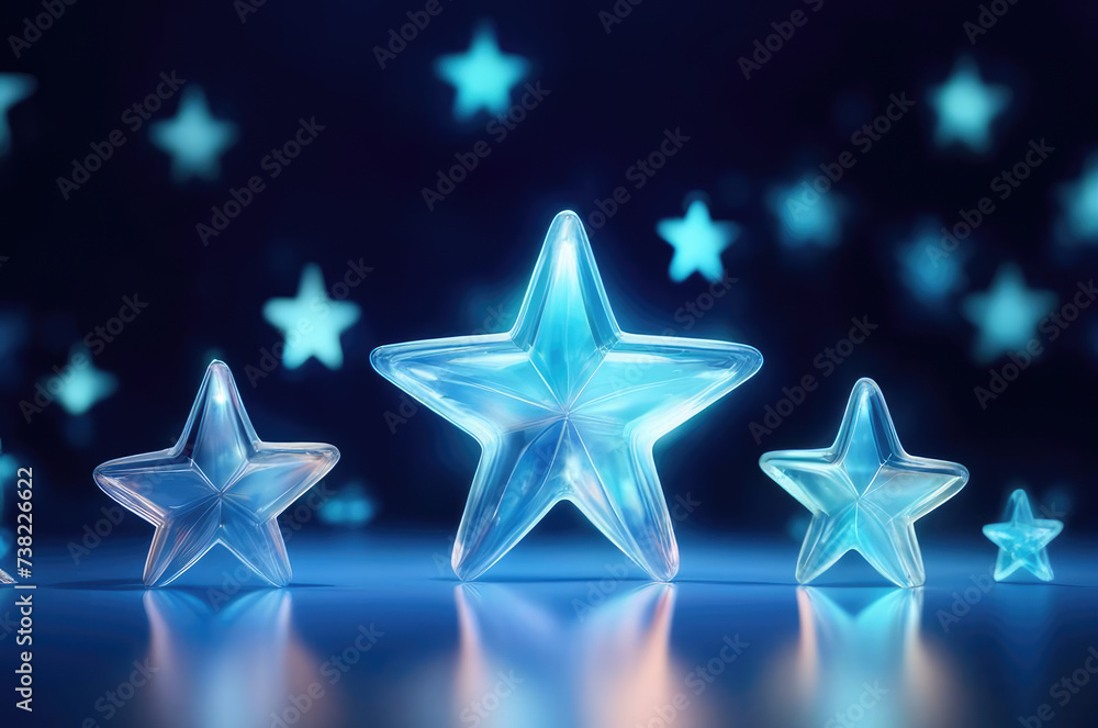 Fototapeta premium Blue star made of transparent crystal. Ice star.