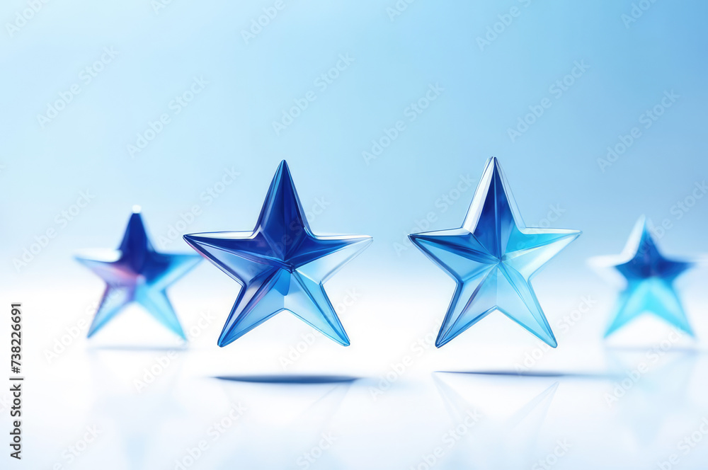 Blue star made of transparent crystal. Ice star. Blue star made of transparent crystal. Ice star.