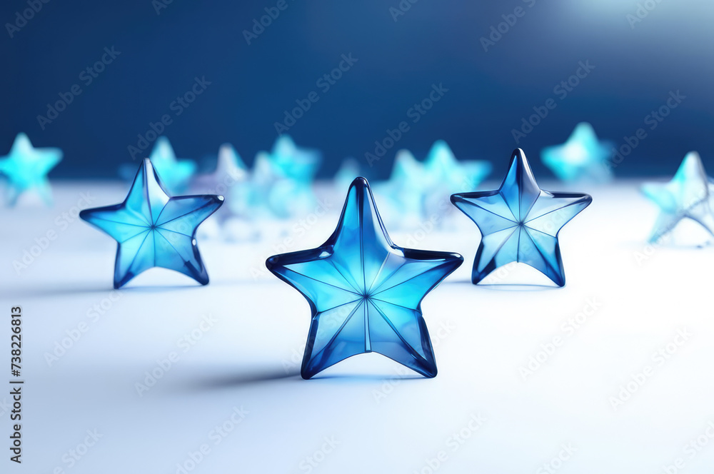 Obraz premium Blue star made of transparent crystal. Ice star.