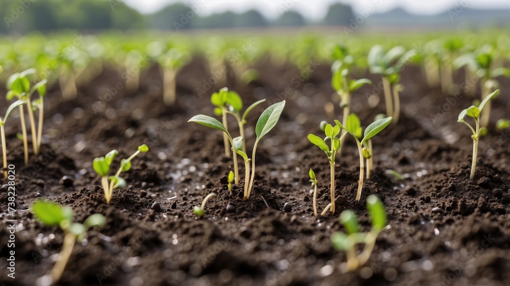 agriculture field plant sprouts coming out from the soil agriculture field plant sprouts coming out from the soil