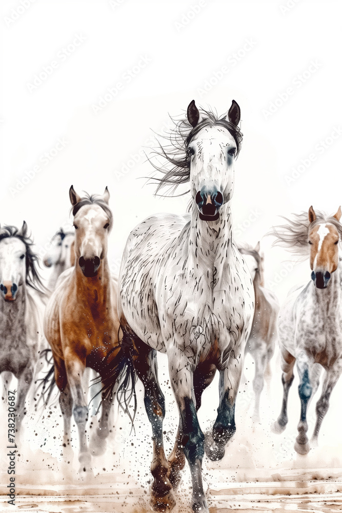 Obraz premium Freedom. Running horse. Galloping horse. The painting of the power of horse.