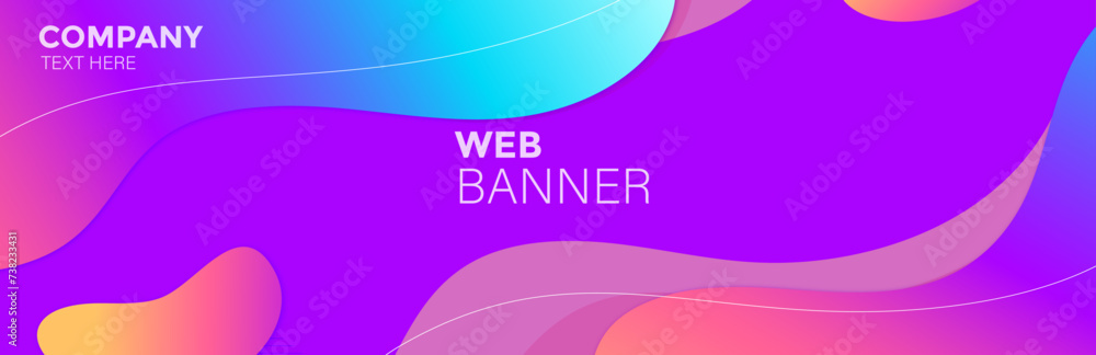 Abstract blue and purple liquid wavy shapes futuristic banner. Glowing retro waves vector background Abstract blue and purple liquid wavy shapes futuristic banner. Glowing retro waves vector background