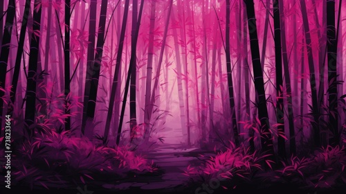 Background with bamboo forest in Magenta color