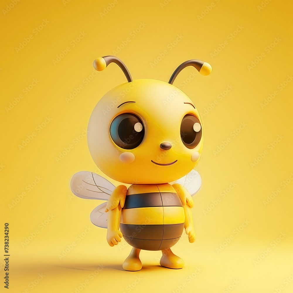 Obraz premium 3D bee illustration, cute and delightful with simple background 