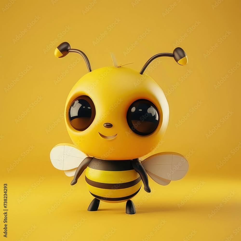 3D bee illustration, cute and delightful with simple background
3D bee illustration, cute and delightful with simple background