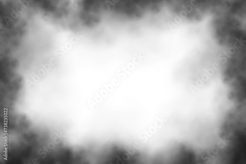 Smoke border or cloud fog frame design on transparent background. Fog texture effect for design element. Dark black Smoke in PNG