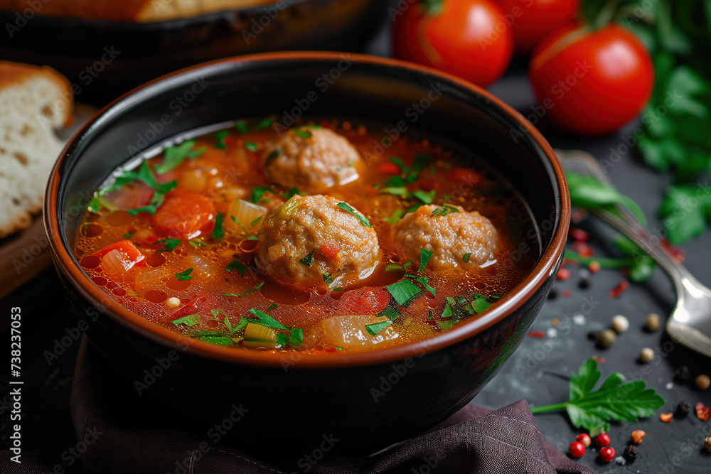 Appetizing meatball soup