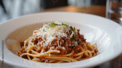 Spaghetti Bolognese with fresh Parmesan