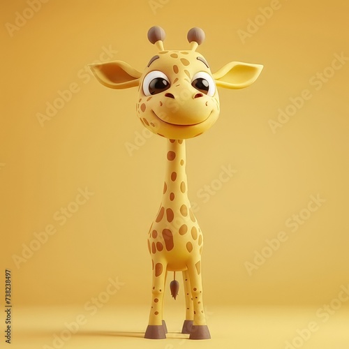 3D giraffe illustration, cute and delightful with simple background
