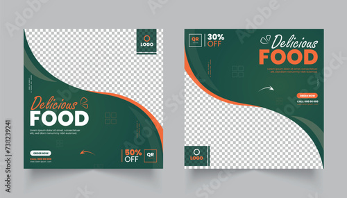Food Social Media Template design, Food Menu Social Media Post design, set of food social media post or web banner template design.	
