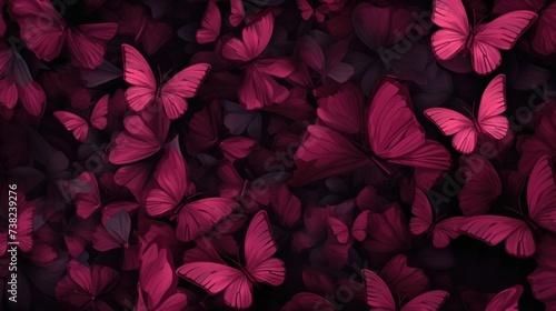 Background with butterflies in Burgundy color