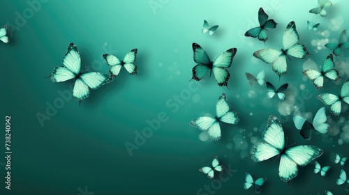 Background with butterflies in Mint color