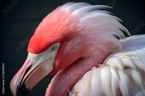 Elegant Greater Flamingo Preening Close-Up View photo