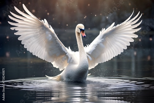 Ethereal Elegance The Pearlfeathered Swan Glidi