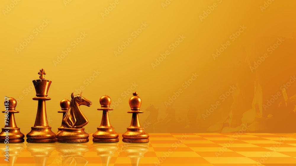 Background with chess pieces in Saffron color Background with chess pieces in Saffron color