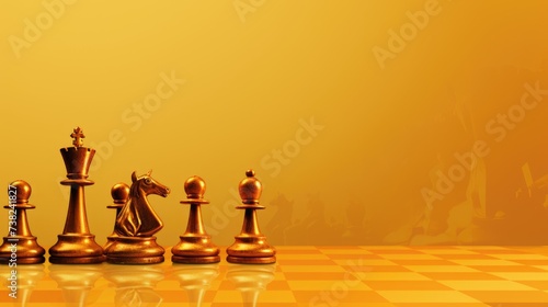 Background with chess pieces in Saffron color