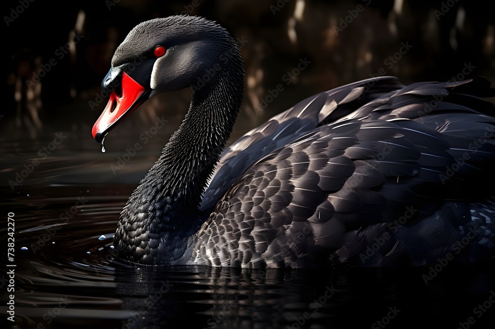 Fototapeta premium Elegant Black Swan Gliding
