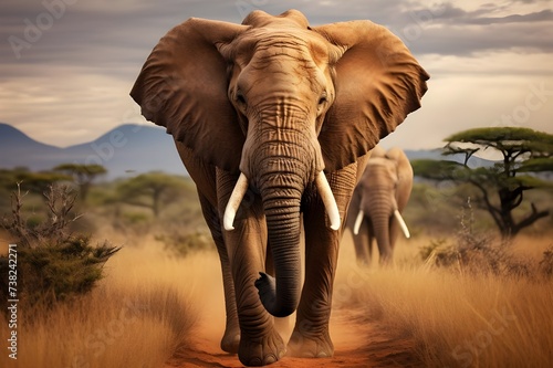 Eloquent Elegance The Stately Elephant Marching © Harmony