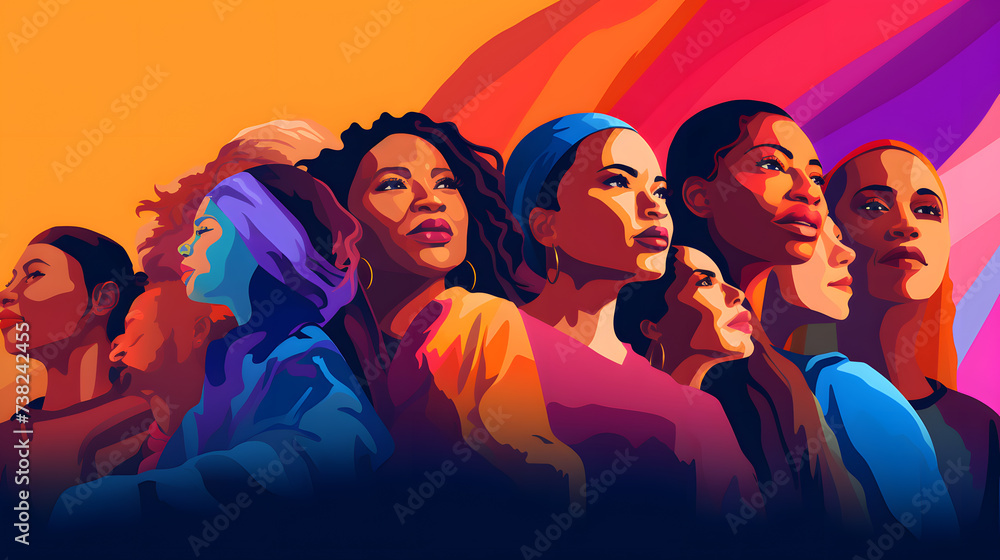 diverse and empowered group of multiethnic women Illustration Generative AI diverse and empowered group of multiethnic women Illustration Generative AI