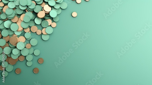 Background with coins is Mint color. photo