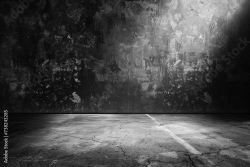 Black  dark and gray abstract cement wall and studio room   interior texture for display products. Room black floor is made of dark plaster for interior decoration