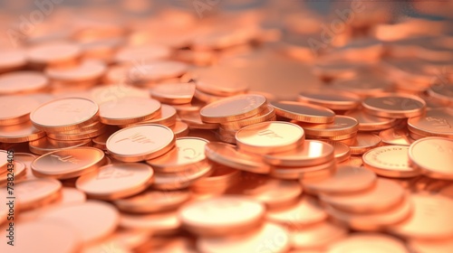 Background with coins is Peach color. photo