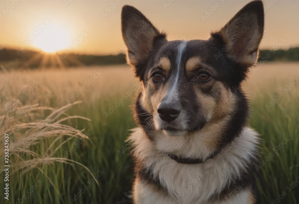 portrait of dog among the grasses