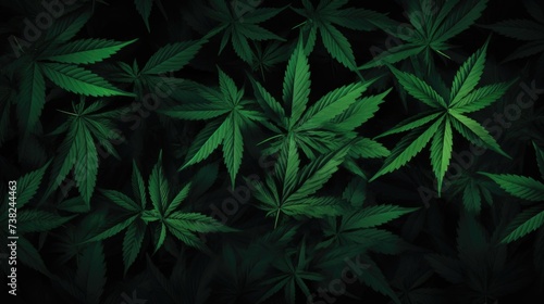 Background with Dark Green marijuana leaves