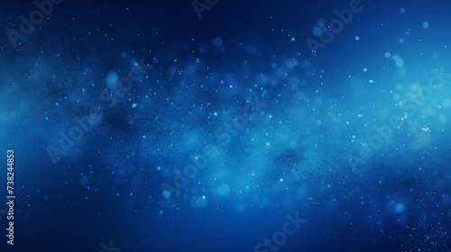 Particules scintillantes et brillantes bleues volant sur fond sombre. Lumière et paillettes flou. Bleu. Fond pour bannière, conception et création graphique.