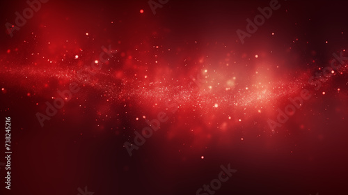 Particules scintillantes et brillantes rouges volant sur fond sombre. Lumière et paillettes flou. Rouge. Fond pour bannière, conception et création graphique.