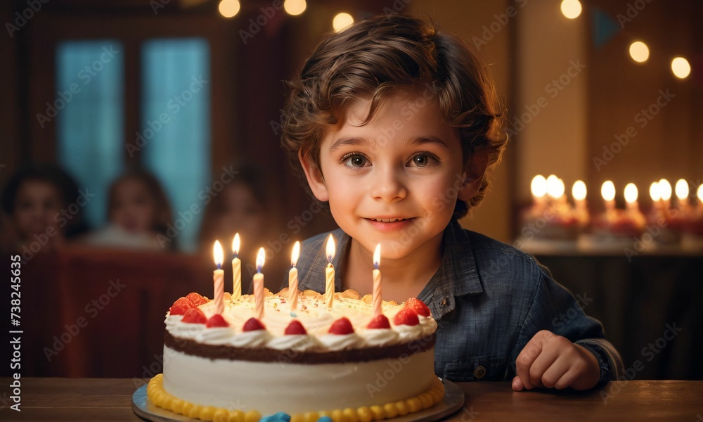 a happy boy enjoying his birthday cake a happy boy enjoying his birthday cake