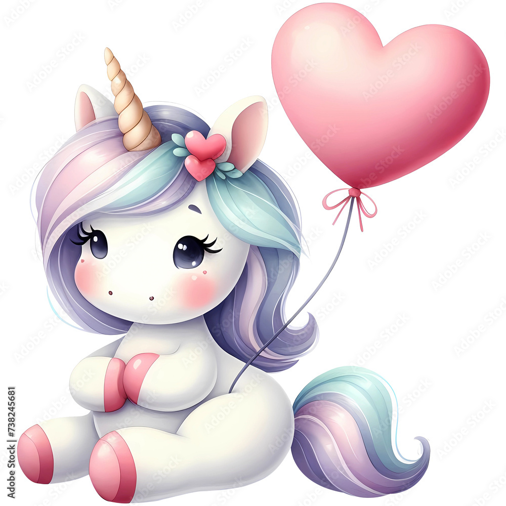 Cute baby unicorn with balloon. Cute baby unicorn with balloon.
