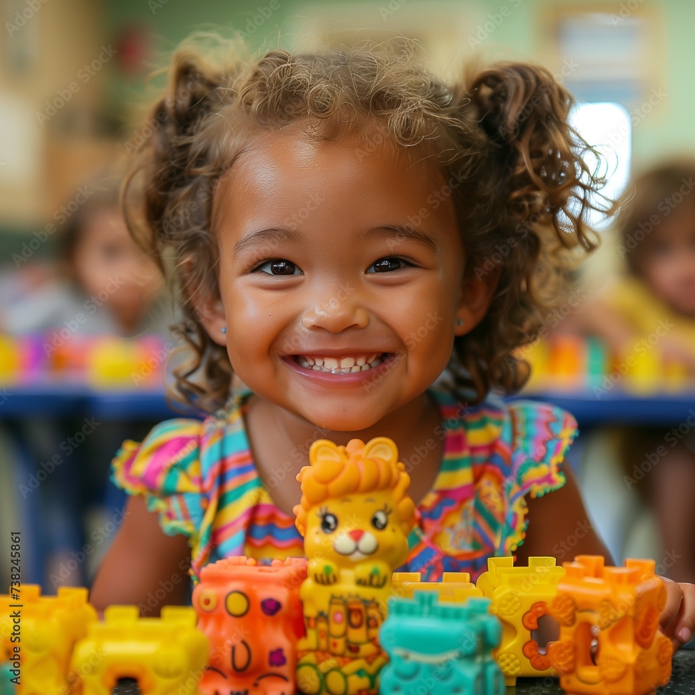 Fototapeta premium child playing with toys