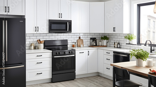 White modern kitchen in house