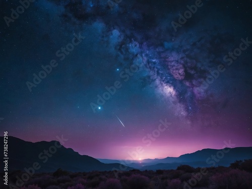 A beautiful blend of blue and purple hues in a fantasy starry night sky.