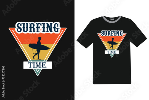 Surfing Time Summer T-shirt Design.