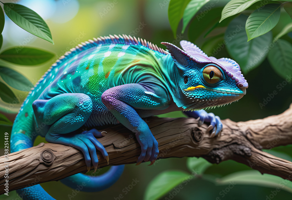 Obraz premium Chameleon perched on a branch