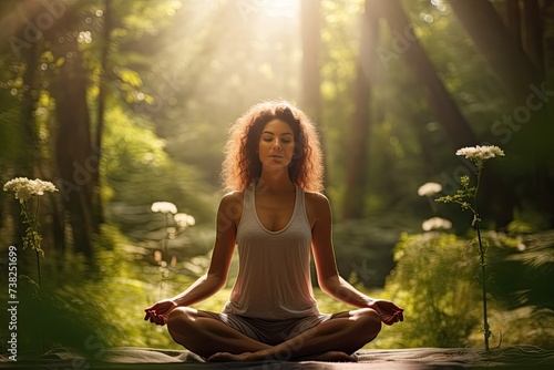 woman practicing yoga and meditation