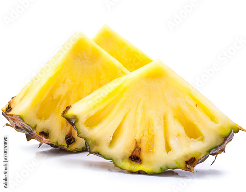 Ananas stücke isoliert auf weißen Hintergrund, Freisteller 