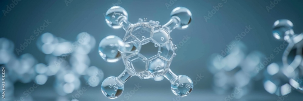 Futuristic polygonal molecules tech on dark blue background, digital concept, minimal design Futuristic polygonal molecules tech on dark blue background, digital concept, minimal design