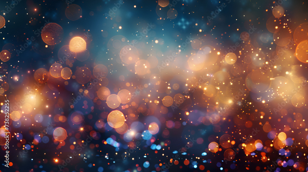 Beautiful fireworks and glitter bokeh lighting effect, Beautiful abstract Background with bokeh lights. Abstract background, happy, gala, party, fireworks, evening, black tie, lights, Generative Ai - obrazy, fototapety, plakaty 
