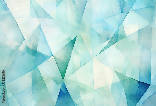 Abstract Painting of Blue and Green Shapes