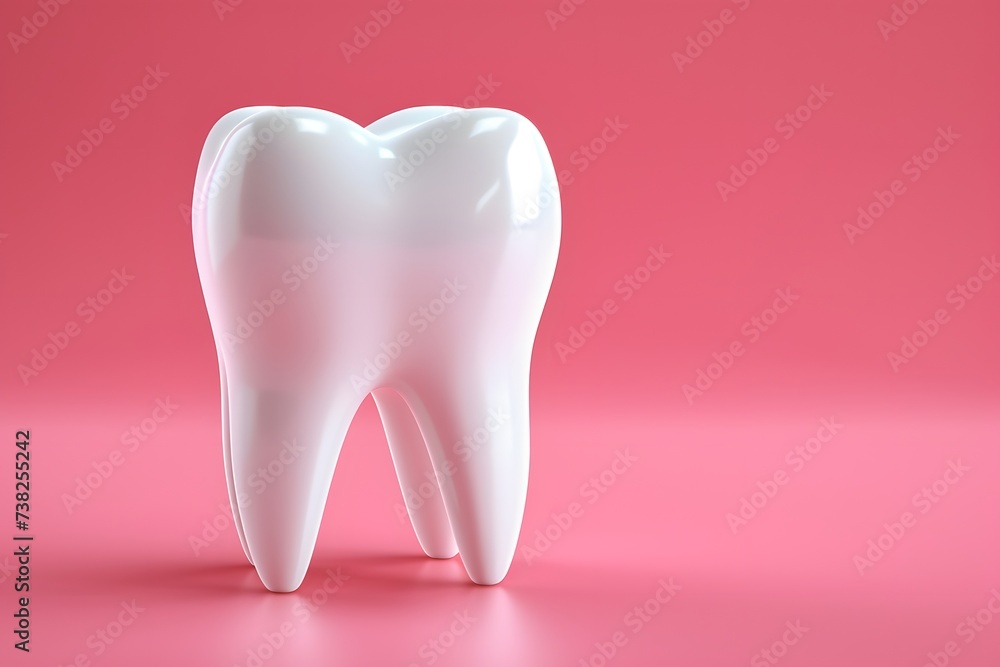 3d white teeth root on a pink background 3d white teeth root on a pink background