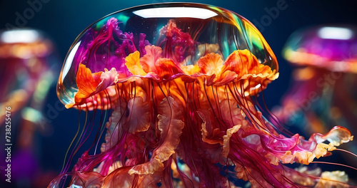 Abstract fantastic colorful jellyfish for elegant artwork