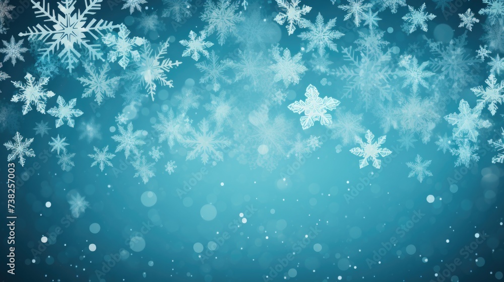 Background with snowflakes in Turquoise color.