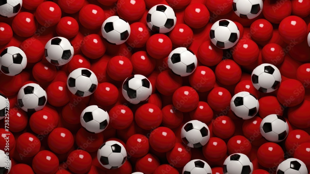 Background with soccer balls in Cherry Red color. Background with soccer balls in Cherry Red color.