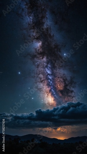 Night stars and galaxy clouds in an enchanting space background.